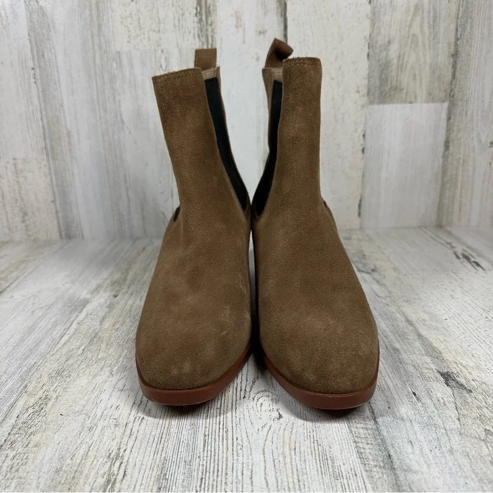 Steve Madden Ankle Boots Women's 10 Rhiannon Chelsea Brown Suede Block Heel